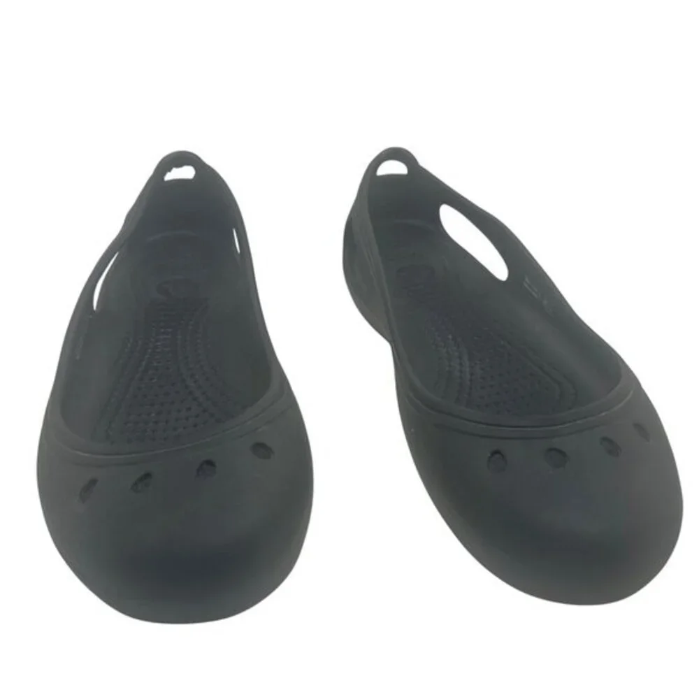 Crocs‎ Black Flats Size W9 Lightweight Slip-On Rubber Shoes